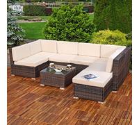 Mucola Lounge Set Polyrattan Meuble de jardin en rotin Ensemble de jardin Canapé Groupe de repas Garniture de jardin - Marron