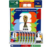 XXL Fan Starterset world cup stickers 2026 – Original Panini Sticker Album Soft-Cover + 6 Tüten & Special Glitzer DFB Sticker