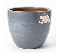 XXL Pot de fleurs en céramique Eggpot Antique Gris clair Ø48cm Résistant au gel Grès Fait main Extérieur