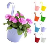 XXXFLOWER Lot de 8 pots de fleurs à suspendre - En métal - Multicolore - Pour balcon, jardin, mur - Robuste - Avec crochet amovible et trou d'écoulement - 16 x 26 cm