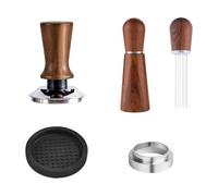 XyatBolo Tamper à café en acier inoxydable - Lot de 4 accessoires pour | Kit de tamper à expresso avec station de tamper WDT, anneau doseur, tapis en silicone pour cafés, ateliers, bars
