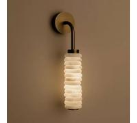XYBZJP Applique murale en albâtre naturel de style médiéval rétro, éclairage LED à lumière chaude effet marbre, connexion filaire, luminaire décoratif pour chambre, salon ou escalier.