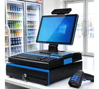 XYFGODEM Boîtier intelligent professionnel 15,6" tactile avec scanner, imprimante thermique 58 mm, tiroir porte-monnaie, i5, 8 Go RAM, 128 Go SSD - Idéal pour le commerce et les petites entreprises