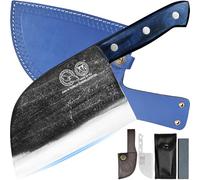 XYJ Authentic Since 1986, Ancient Forged Butcher Knives, Serbian Chef Knife With Sheath, Tiny Knife, Chinese Vegetable Meat Cleaver For Kitchen Camping Outdoor, Full Tang, High Carbon Steel (6,7 inch)