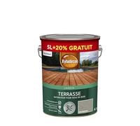 Xyladecor - Saturateur pour Sols Extérieurs en Bois - Terrasses, Abords de Piscine, Caillebotis - Antidérapant - Couleur : Mat Gris Tendance - Quantité : 5L + 20% gratuit