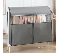 XYLGJYT Housse pour Portant Respirant,Housse Anti-poussière pour Tringle à vêtements avec Fermeture à glissière et fenêtre Transparente, Housse de Protection pour Robes,Grey-100x50x120cm