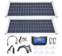 Xyntor Kit de Panneau Solaire 20 W avec contrôleur 30 A |Deux Ports USB pour Camping-Car/Bateau/Chargement d'urgence |Chargeur Solaire Portable pour téléphones, Camping, pannes