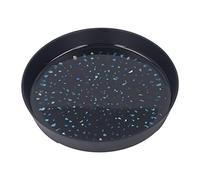 Xyntor Plateau à thé rond en alliage |Plateau de service à thé décoratif pour patio/porche/terrasse |Petit plateau en métal robuste avec motif artistique |Plateau de tasse à thé de 8 (Black)
