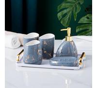 XYQXYQ Ensemble d'accessoires de Salle de Bain Gris, décoration de Salle de Bain Effet marbre doré, Ensemble d'accessoires de Salle de Bain Moderne 6 pièces, Complet avec Distributeur de Savon,