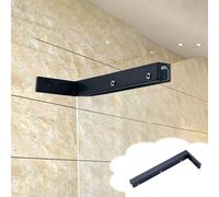 Xyrona Barre Fixation Paroi Douche Barre de Support en Verre en Forme de L pour Douche, Supports Décoratifs sans Perçage pour Étagère en Verre de Luxe, Barres Stabilisatrices(Black,Right)