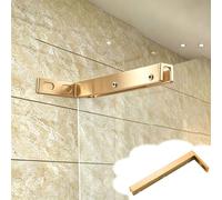 Xyrona Barre Fixation Paroi Douche Barre de Support en Verre en Forme de L pour Douche, Supports Décoratifs sans Perçage pour Étagère en Verre de Luxe, Barres Stabilisatrices(Gold,Right)