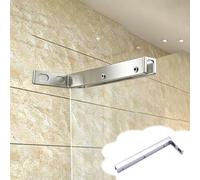 Xyrona Barre Fixation Paroi Douche Barre de Support en Verre en Forme de L pour Douche, Supports Décoratifs sans Perçage pour Étagère en Verre de Luxe, Barres Stabilisatrices(Silver,Left)