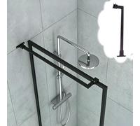 Xyrona Barre Fixation Paroi Douche Barre de Support Supérieure pour Porte de Douche à Angle Droit (Mur-Verre), Barres de Renfort de Cadre à Fixer Soi-même sans Joint(Black,100 cm (39 3/8in))