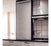 Xyrona Volet Roulant Manuel Porte Coulissante Argentée pour Meuble de Cuisine, Portes à Tambour Verticales Anti-poussière, Porte de Remplacement 35/40/60/70/80/90/100/120/130cm(W65xH120cm/26x47)