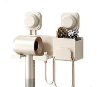xyuayamz Porte Seche Cheveux Mural, Support Seche Cheveux sans Percage, Hair Dryer Holder avec Range-Câbles et Rangement, Universel Porte Sèche-Cheveux pour Hôtel Salle De Bains Barbershop, Blanc
