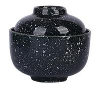 XYUERU Tasse Chawanmushi en céramique avec couvercle, petite marmite à ragoût d'œufs cuits à la vapeur, bol à soupe miso japonais, ramequin à dessert bleu réactif(Black)