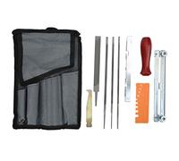 Xzcvalimn Kit de 10 Limes Bleues pour tronçonneuse, Ensemble d’Outils d’affûtage de tronçonneuse Comprenant des Limes Rondes et rectangulaires, kit d’affûtage de tronçonneuse avec Rail de