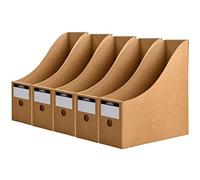 Xzeemo 5 Pièces Fichier Magazine Support, Porte Revues en Carton Kraft, Dossier de Magazine Pliable avec étiquettes, Fichiers Stockage Organiseur, Boîte de Rangement pour Fichiers de Bureau à Domicile