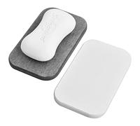 Xzeemo Lot de 2 Porte-Savon en Terre de Diatomée Naturelle, Boîte de Douche, Économiseur pour Salle de Bain et Cuisine, Absorption d'Eau et Séchage Rapide (Blanc+Gris)