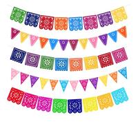 XZEIT Lot de 5 bannières mexicaines pour Le Jour des Morts, décorations de fête mexicaines ajourées colorées, Guirlande Dia De Los Muertos, décorations Cinco De Mayo, bannière du Jour des Morts