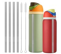 XZESH Lot de 4 pailles de rechange en métal pour bouteille d'eau Owala de 710 ml, 946 ml, paille koala pour Owala avec 2 nettoyeurs de pailles, pailles réutilisables en acier inoxydable compatibles