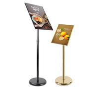 XZHWSZD Présentoir de signalisation Robuste et réglable, Support d'affichage Rotatif à 360°, Base de Sol dorée, Hauteur de 71 à 122 cm (28 à 48 Pouces) pour la d'entreprises et Les Salons professi