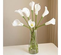 XZJMY Lot de 8 fleurs de lys calla artificielles, 66 cm de long, faux lys calla artificiels au toucher réaliste en polyuréthane pour bricolage, bouquet de mariée, bureau, décoration d'intérieur (blanc