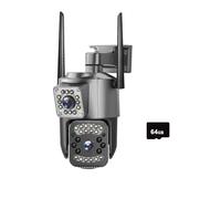 XZXXZSZ Caméra de sécurité, 4MP 4K Dual Lens Outdoor Camera PTZ IP Cameras Night Vision Security Protection Wireless CCTV Net Video Surveillence(64g)