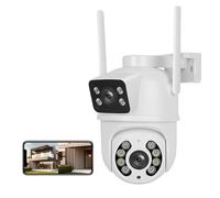 XZXXZSZ Caméra de sécurité, 4MP PTZ WiFi Camera with Dual Lens Screens AI Human Detection Wireless Outdoor CCTV Security IP(ADD 64G)