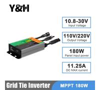 Y & H 120W 150W 180W MPPT connecté au réseau Micro onduleur entrée DC10.8-30V sortie 110V/240V 50Hz 60Hz système solaire sur réseau domestique 180W