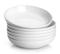 Y YHY Assiettes Creuses Lot de 6, 21,6 x 4,5 cm Assiette pour Pates en Porcelaine, Bols à Pâtes Creuse, Assiette Creuse de Présentation, Grand Creuse de Service pour Maison et Restaurant-880ml, Blanc