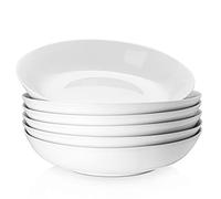 Y YHY Assiettes Creuses Lot de 6, 23,5 x 4,8 cm cm Assiette pour Pates en Porcelaine, Bols à Pâtes Creuse, Assiette Creuse de Présentation, Creuse de Service pour Maison et Restaurant-1180 ml, Blanc