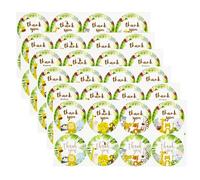 Y7DWGXT Lot de 48 autocollants ronds de remerciement motif animaux sauvages pour fête prénatale, fête d'anniversaire d'enfants