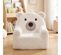 Ya-Home Canapé Enfant, Petit Fauteuil d'enfant, Fausse Fourrure, Ours Blanc | Poches de Rangement, Base antidérapante sécurisée, Rembourré et Confortable pour filles et garçons, Chambre d'enfant/Salon
