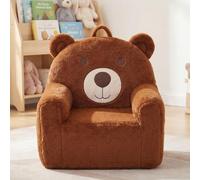 Ya-Home Canapé Enfant, Petit Fauteuil d'enfant, Fausse Fourrure, Ours Brun | Poches de Rangement, Base antidérapante sécurisée, Rembourré et Confortable pour filles et garçons, Chambre d'enfant/Salon