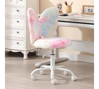 Ya-Home Chaise Bureau Enfant Pivotante, Chaise Fille, Rose | Design Papillon, Fausse Fourrure, Hauteur Réglable, Ergonomique pour Chambre/Bureau