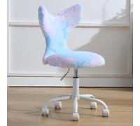 Ya-Home Chaise Bureau Fille Pivotante en Fausse Fourrure, Design Queue de Poisson Hauteur Réglable Chaise Bureau Enfant Ergonomique pour Chambre/Bureau, Bleu