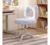 Ya-Home Chaise de Bureau Enfant en Fausse Fourrure Chaise de Chambre Pivotante Fauteuil pour Enfant Réglable en Hauteur, Bleu