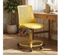 Ya-home Chaise de Bureau pour Enfants en Cuir PU, Chaise d'Etude Enfant avec Dossier Respirant, Fauteuil Réglable en Hauteur, Jaune