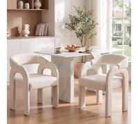 Ya-Home Chaise de Salle à Manger en Chenille Lot de 2 Coussin Epais, Blanc | Chaise de Cuisine Moderne, Fauteuil Dîner Design pour Cuisine/Salle à Manger/Restaurant