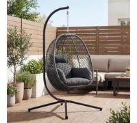 Ya-Home Fauteuil Oeuf Suspendu, Gris Foncé | Pliable, Réglable en Hauteur, Intérieur et Extérieur, Jardin, Balcon ou Salon