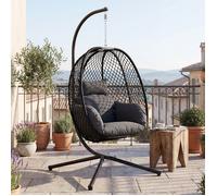 Ya-Home Fauteuil Suspendu Extérieur Pliable, Fauteuil Oeuf, Réglable en Hauteur, Intérieur Extérieur, Jardin, Balcon Salon, Noir