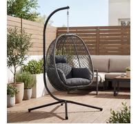Ya-Home Fauteuil Suspendu Extérieur Pliable, Fauteuil Oeuf, Réglable en Hauteur, Intérieur, Jardin, Balcon ou Salon, Gris Foncé