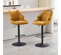 Ya-Home Lot de 2 Tabourets de Bar Pivotant 360°, Jaune | Chaise Bar Réglable en Hauteur, En Chenille Résistant, Chaise Haute Bar pour Cuisine/Ilot