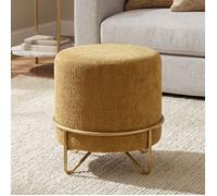 Ya-home Ottoman de Salon avec Pieds Métal repose pieds Élégant en Chenille pour Entrée Moderne Pouf avec Pieds d'Appoint Jaune