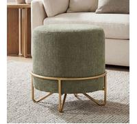 Ya-home Ottoman de Salon avec Pieds Métal repose pieds Élégant en Chenille pour Entrée Moderne Pouf avec Pieds d'Appoint, Vert
