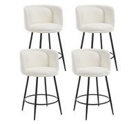 Ya-Home Tabourets de Bar Lot de 4 Chaise Haute Cuisine 65cm,Chenille,Beige | Coussin épais Rembourré,Dossier Large,Pieds en Métal,Patins Réglable,Moderne Pour Îlot Central de Cuisine/Bar