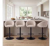 Ya-Home Tabourets de Bar Moderne Lot de 4 Réglable & Pivotant, Beige | Chaise Bar en Tissu Réglable en Hauteur, Chaise Haute Cuisine Confortable, Tbourets Haut avec Repose-pied