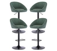 Ya-Home Tabourets de Bar Moderne Lot de 4 Réglable & Pivotant, Vert | Chaise Bar en Tissu Réglable en Hauteur, Chaise Haute Cuisine Confortable, Tbourets Haut avec Repose-pied