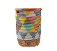 YAADU XXL Panier à Linge 80L Tissé Africain avec Poignées, Grand Rangement Modell Khaliss (Coloré Triangle Plat)